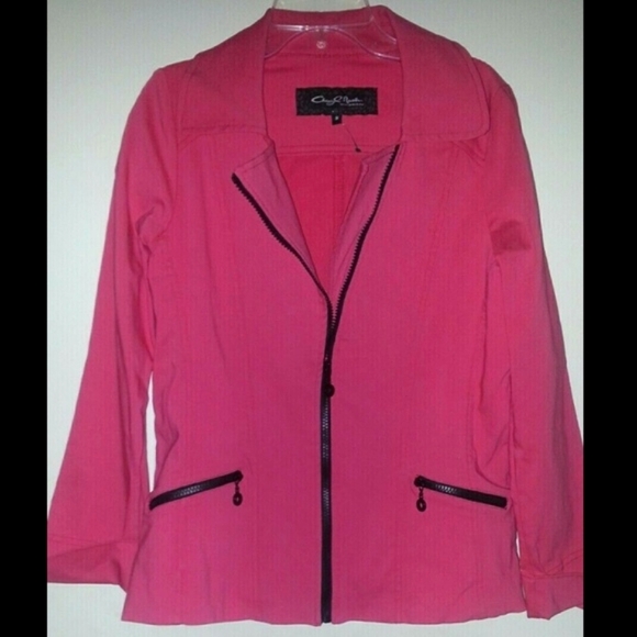 CHERYL NASH WINDRIDGE Stretch Calypso ZIP Blazer Business Casual PINK Homecoming - Picture 1 of 7